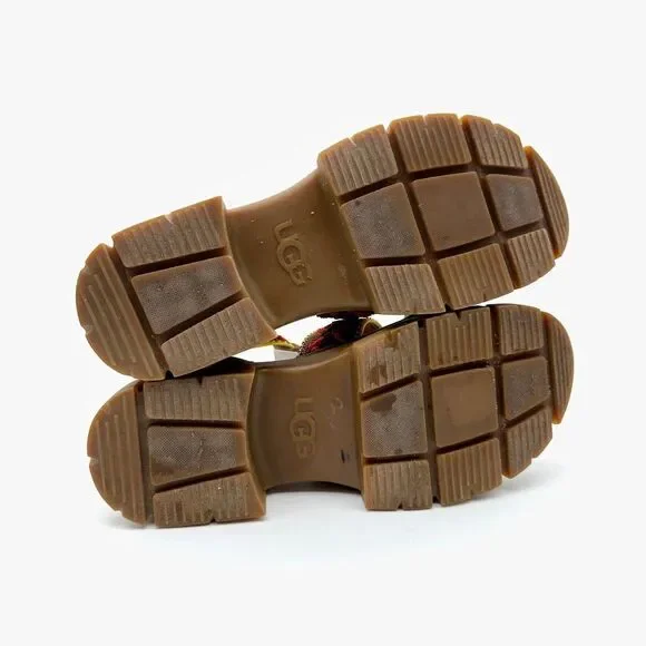 UGG Ashton Heritage Ankle Strap Lug Heel Chunky Sandals Size 7 Crochet Brown Red - Picture 8 of 11